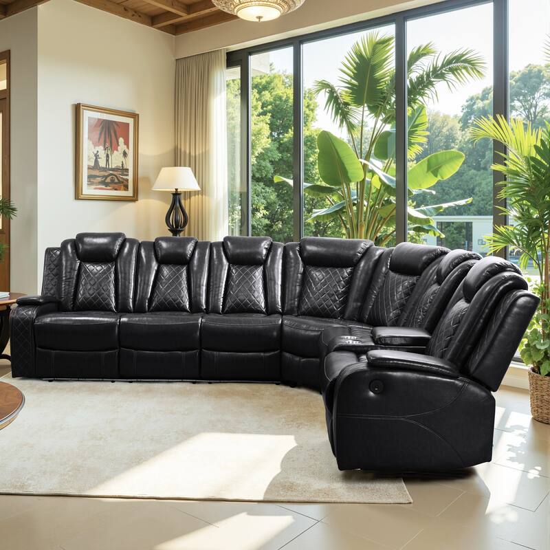 3-Piece Off-White Breathing Leather Living Room Recliner Sofa set