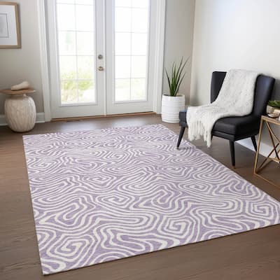 Machine Washable Indoor/ Outdoor Modern Trance Chantille Rug