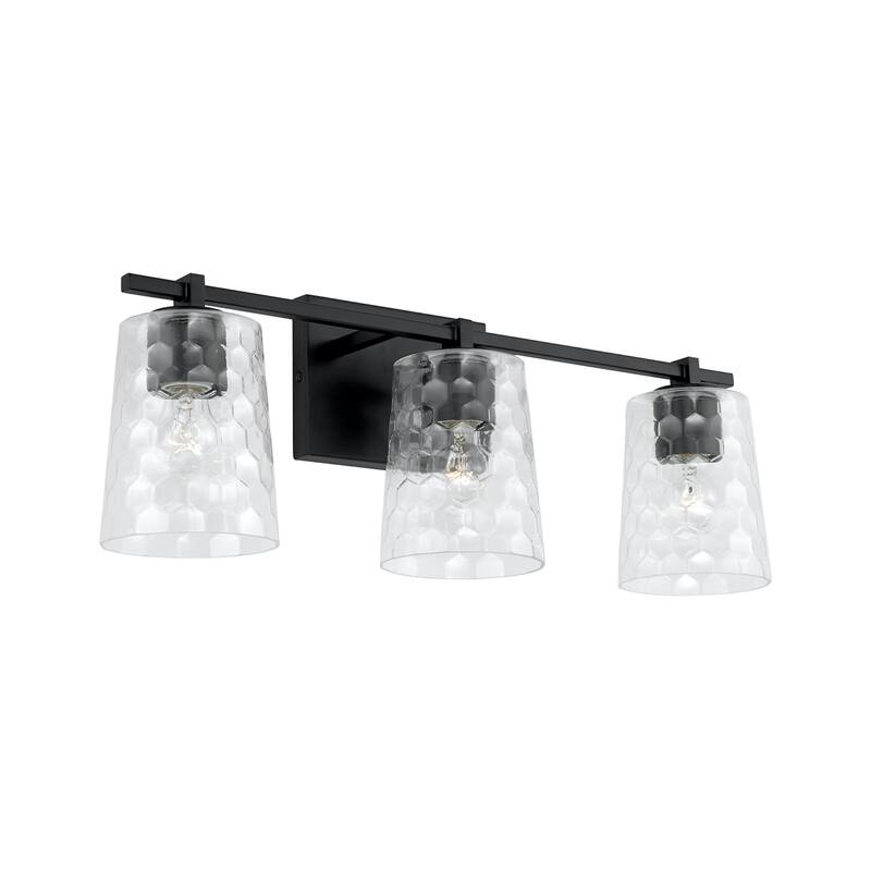 3-light 24-inch Bath/ Vanity Fixture w/ Clear Honeycomb Glass - Matte Black