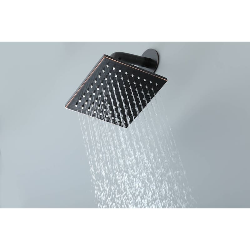 Oil Rubbered Bronze wall mount 6 inch regular high water pressure head two function shower faucet - 6' x 6'