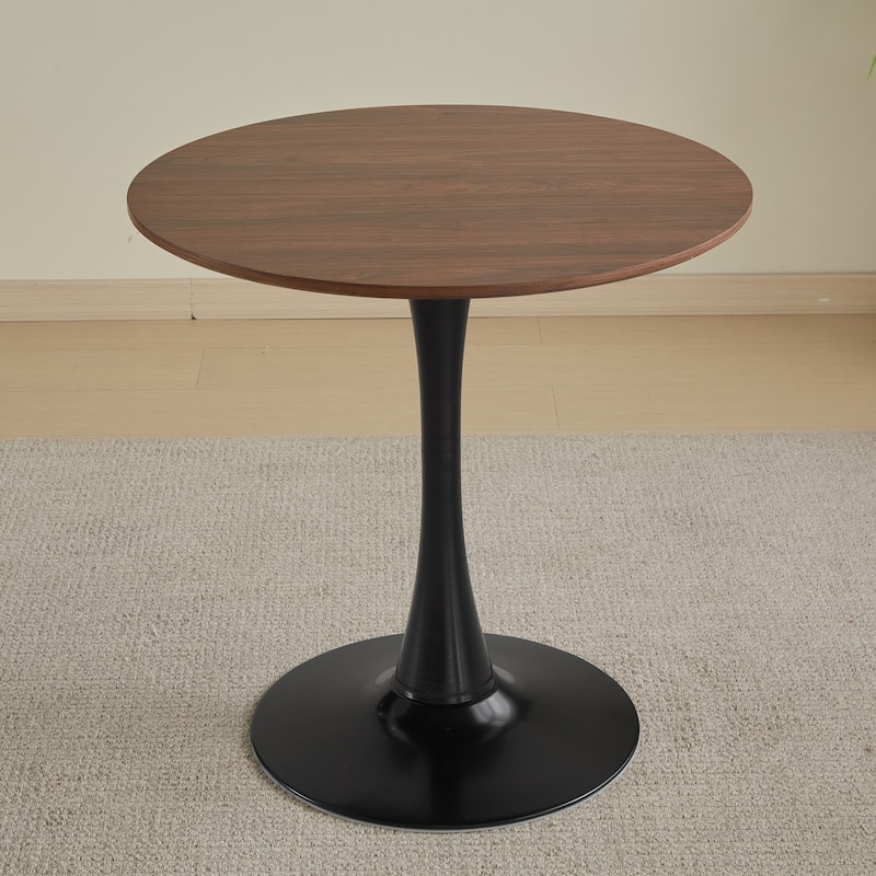 31.5"Round Dining Table For 2-4 People With Walnut Top, Mid-century Walnut Tulip Kitchen Table, Pedestal Table - Walnut