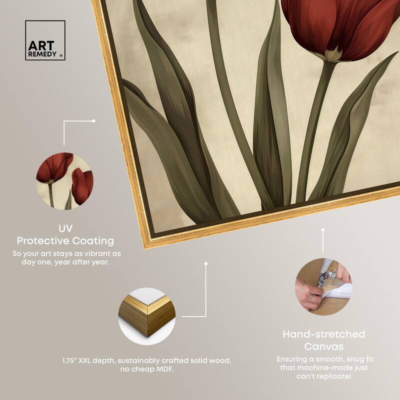 Deep Red Tulips Canvas by Art Remedy