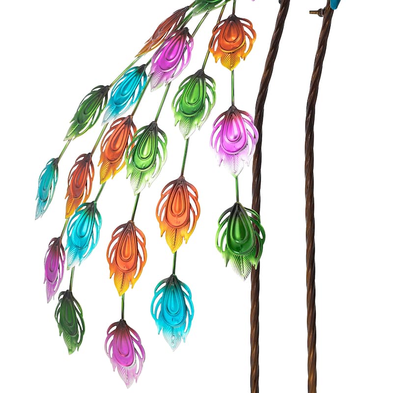 Glitzhome Metal Standing Peacock Garden Statue with Stakes for Indoor Outdoor