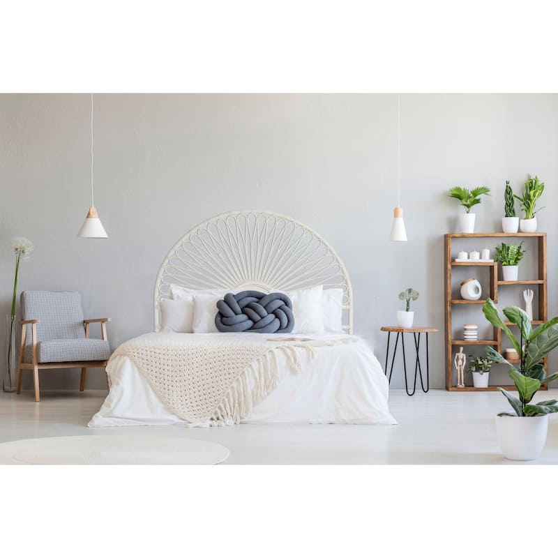 Rattan Headboard with Sunrise Design