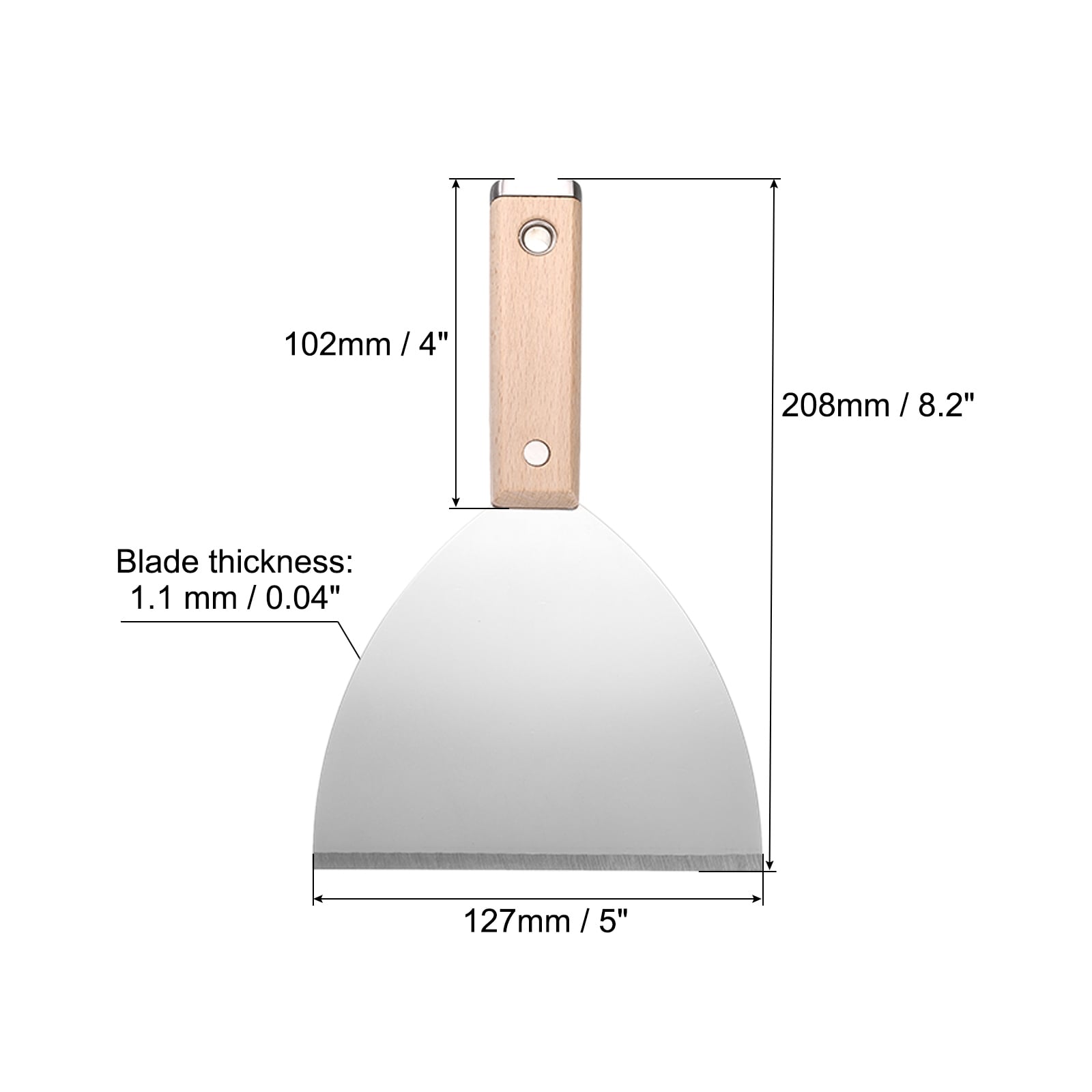 Putty Knife Stainless Steel Paint Drywall Repair Scraper with Hammer End - Wood Color
