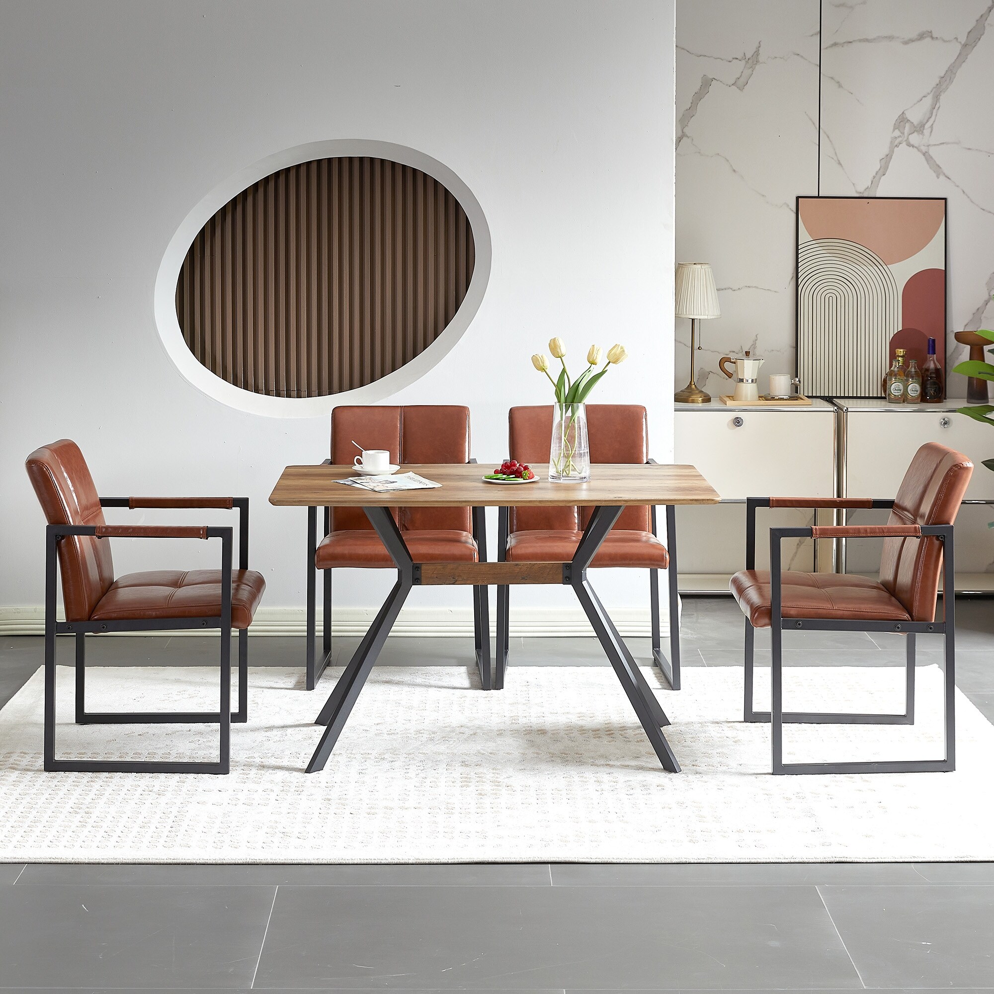 Modern European dining chair with PU Leather Upholstered Reception