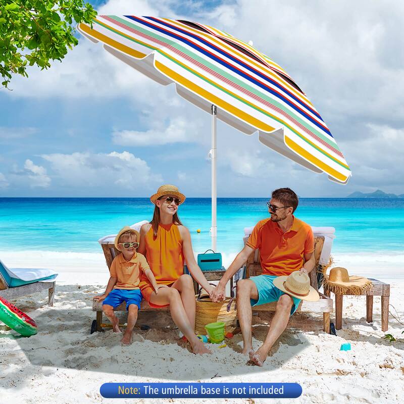 Costway 6.5 FT Beach Umbrella Folding Outdoor Parasol with Push Button