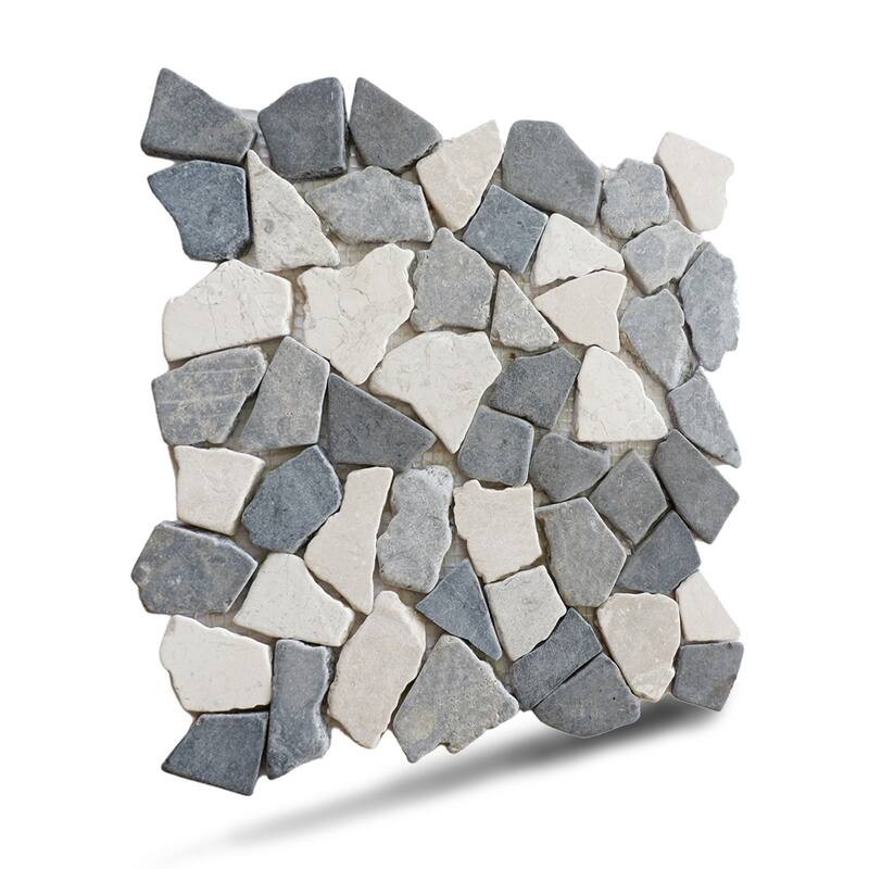 Awan Random Marble Mosaic, Back Splash Tiles for Kitchen Walls, Shower and Bathroom Floors 11.4" X 11.4" (4.5 Sqft per case)