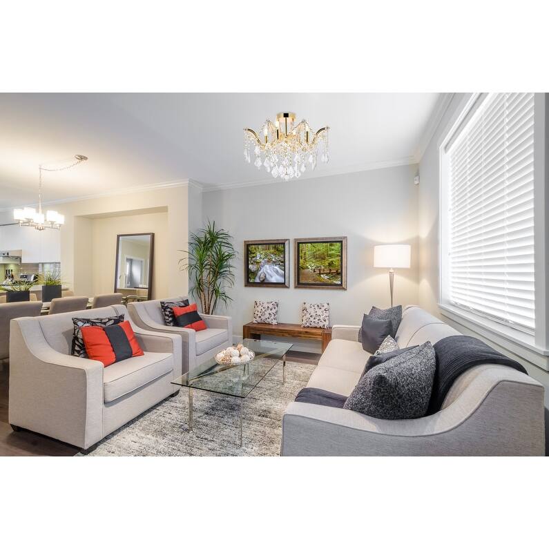 Fleur Illumination Flush Mount D:18in H:15in Lt:4 Gold Finish