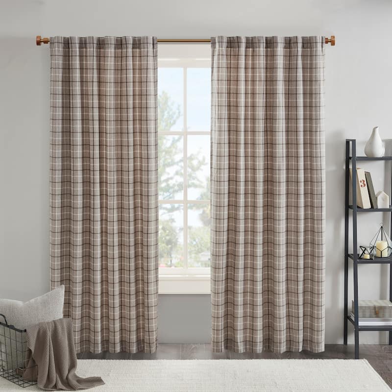1 PCS Plaid Rod Pocket and Back Tab Curtain Panel with Fleece Lining