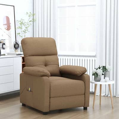 vidaXL Massage Recliner Brown Fabric - 28.7" x 35.4" x 39.4"