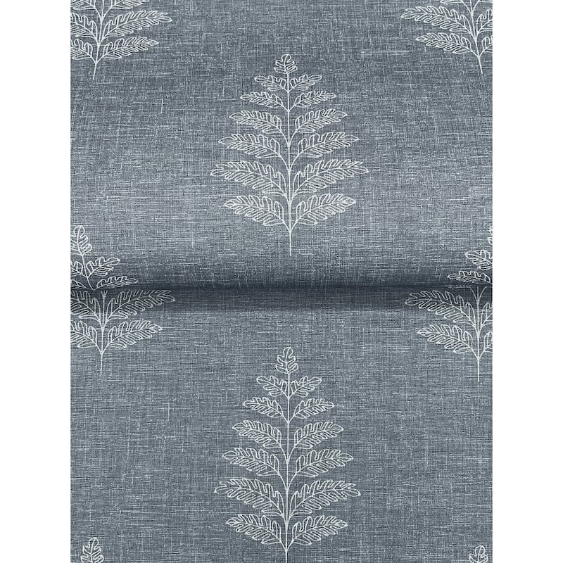 Chesapeake Frond Denim Leaf Wallpaper
