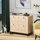 Wood Rattan 2-Drawer Lateral File Cabinet with Lock, Lockable Filing ...