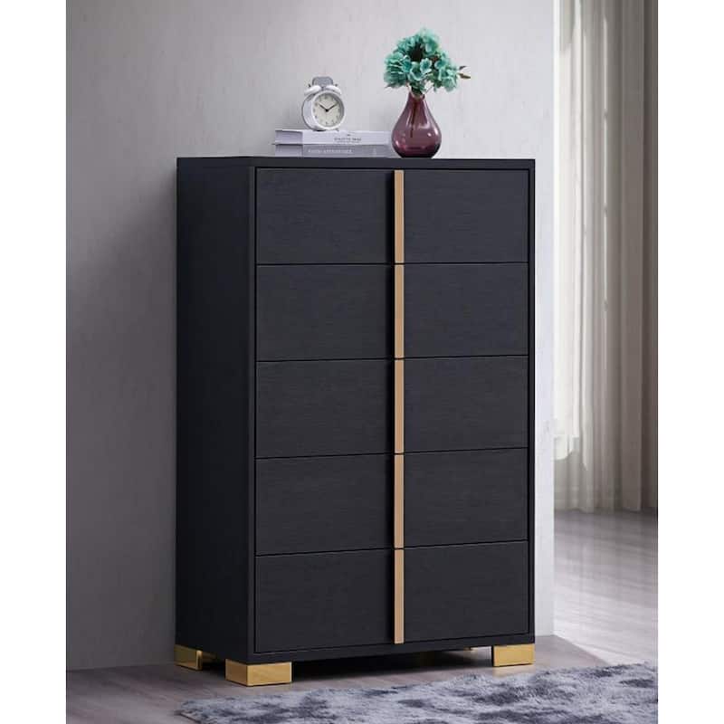 5 Drawers Wooden Chest with Metal Hardware