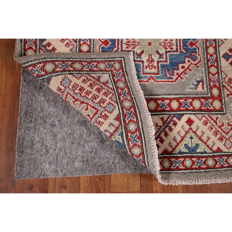 Gray Kazak Oriental Runner Rug Hand-Knotted Hallway Wool Carpet - 2'6" x 20'0"