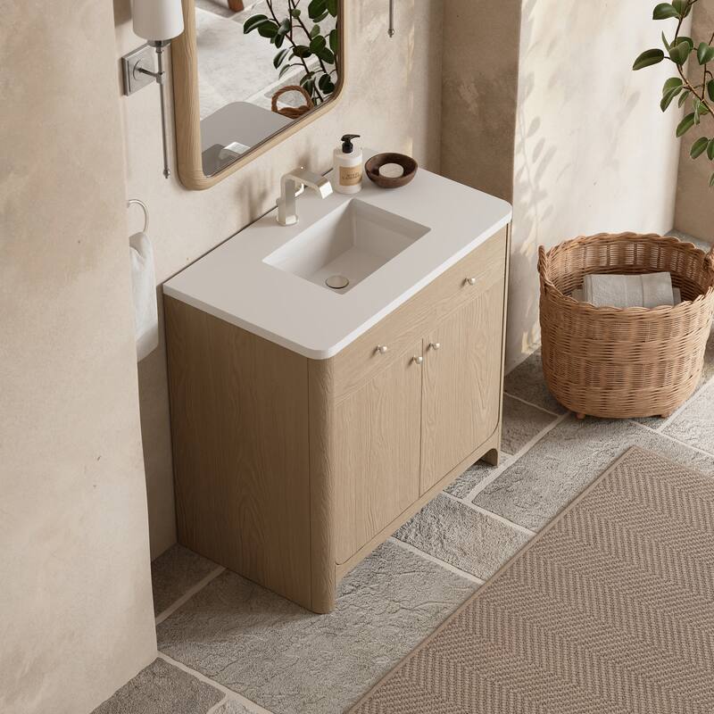 Gracyn 36" Single Vanity, Coastal Driftwood - 36 - White Zeus