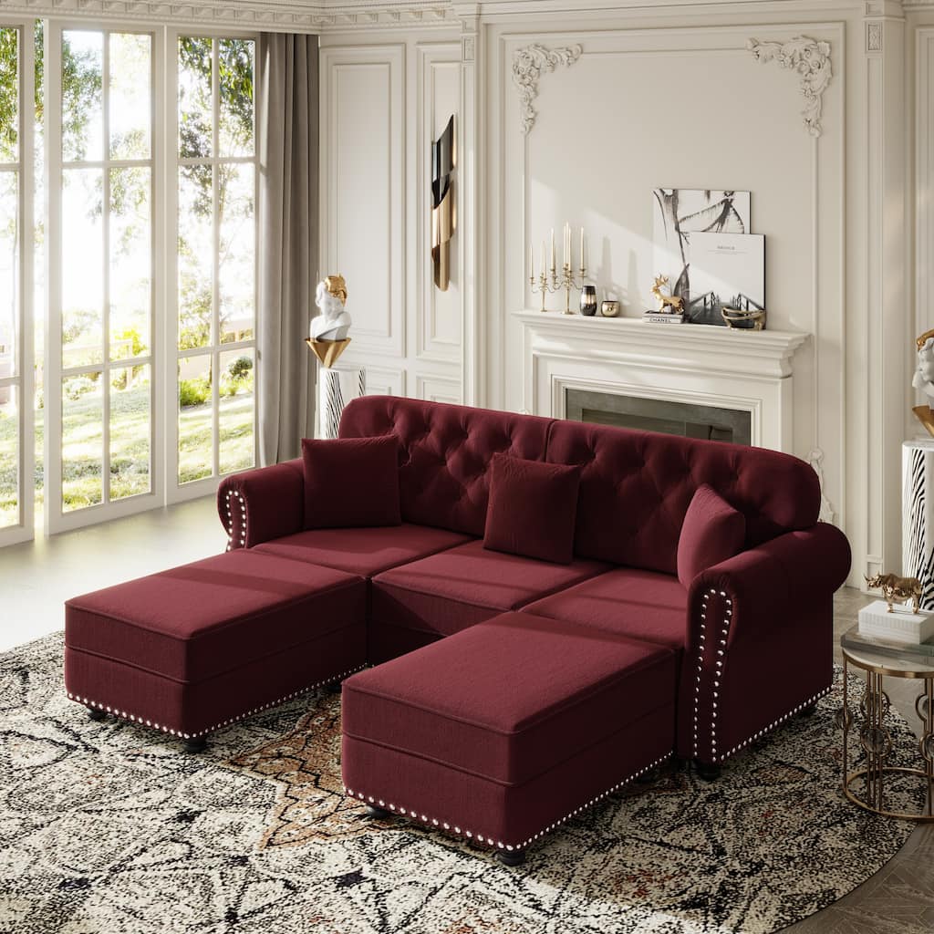 Mid-Century Modern Chesterfield Sofa with Button Tufted