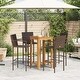 preview thumbnail 30 of 46, vidaXL 5 Piece Patio Bar Set Gray Solid Wood Acacia and Poly Rattan - 23.6" x 23.6" x 41.3"