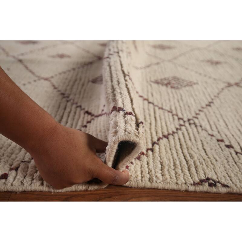 All-Over Trellis Moroccan Large Oriental Area Rug Handmade Wool Carpet - 9'7"x 14'8"