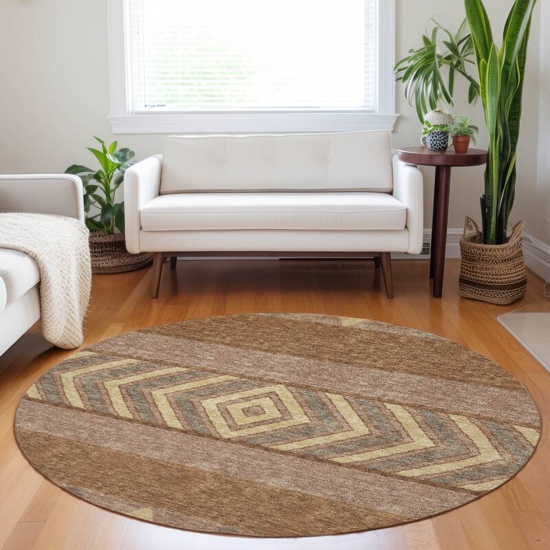 Machine Washable Indoor/ Outdoor Global Boho Chantille Rug