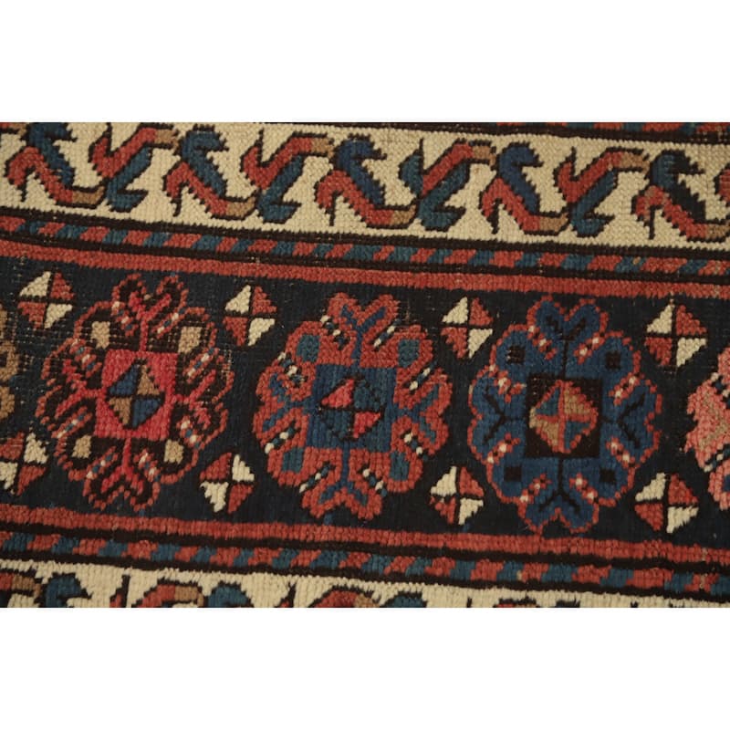 Hand Knotted Oriental 100% Wool Carpet Traditional Geometric Oranges & Rust Kazak Area Rug - 8' 5'' X 4' 2''