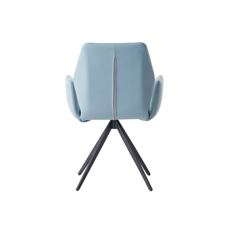HomeRoots Light Blue and Black Upholstered Leather Dining Side Chair - 24.00 in. x 34.00 in. x 24.00 in.
