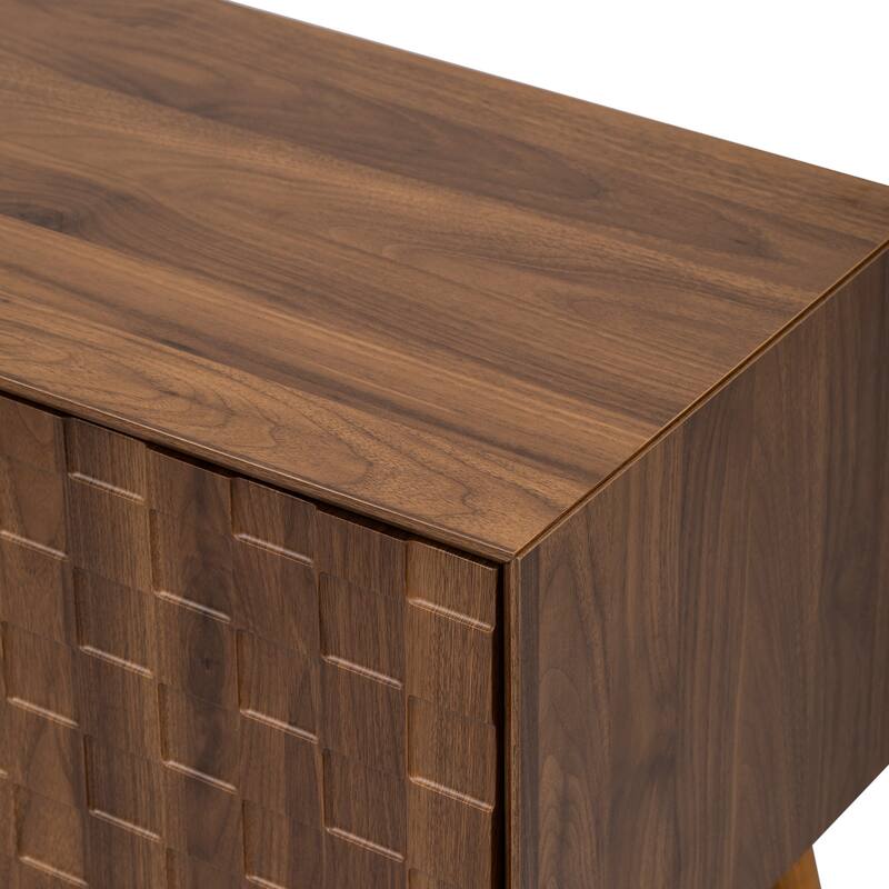 TV Stand with Sliding Doors and Shelves, Entertainment Center with Storage, Media Console Table with 5 Solid Wood Legs