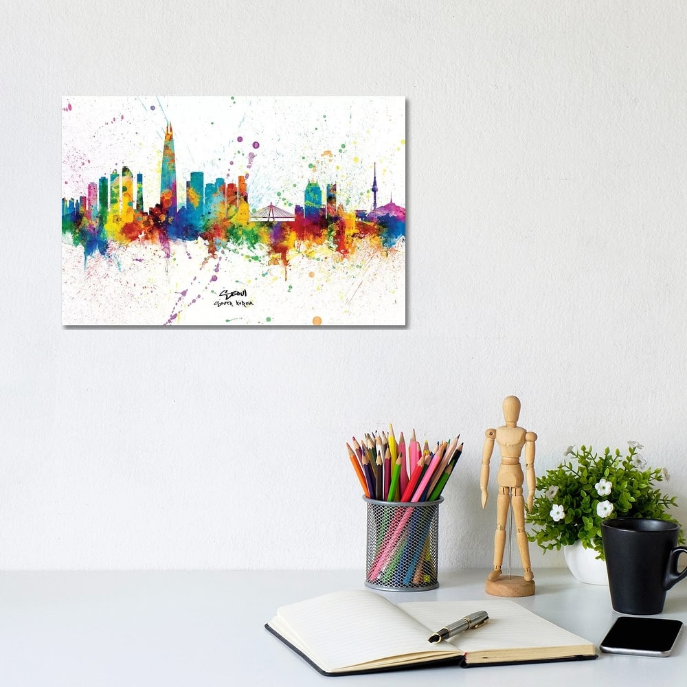 iCanvas "Seoul South Korea Skyline Splash" by Michael Tompsett Canvas Print
