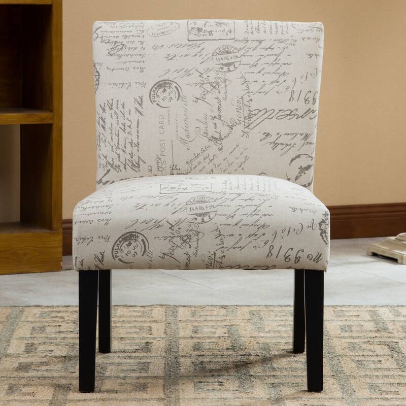 Contemporary English Letter Print Fabric Armless Accent Chair