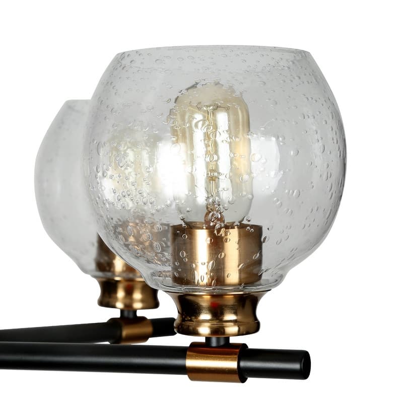 Mid-century Modern 5 Lights Chandeliers Marsie Orb Glass Upwards Ceiling Lights Wheel Black with Gold - D23.6" x H77"