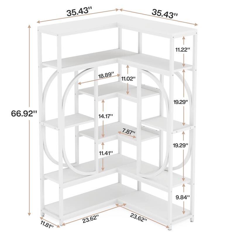 7-tier L-shaped Corner Bookshelf Bookcase