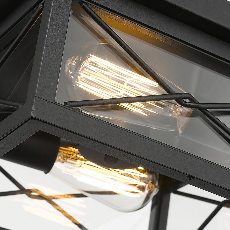 2-Light Flush Mount Ceiling Lights,Black Finish