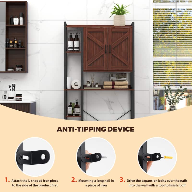 Over The Toilet Storage Cabinet Bathroom Organizer with Double Doors