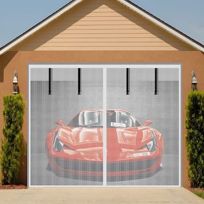 Shatex 9 ft. x 7 ft. White Fiberglass Magnetic Garage Door Screen - 9*7ft