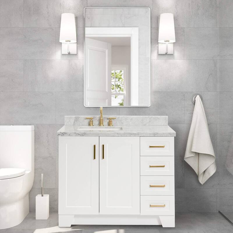 PROOX Bath Cultured Marble Vanity Top Undermount Rectangle Sink Backsplash Included