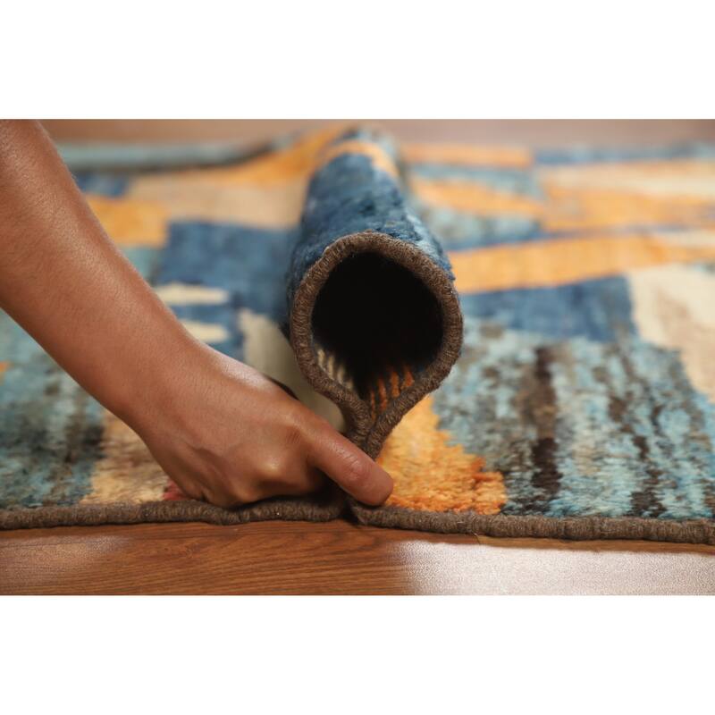 Abstract Geometric Moroccan Oriental Area Rug Hand-Knotted Wool Carpet - 5'5" x 7'9"