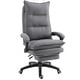 preview thumbnail 1 of 7, Home Office Chair with Foot Rest, Fabric Upholstered Recliner with Armrests, Work Chair with Double Thick Cushion and Wheels Gray