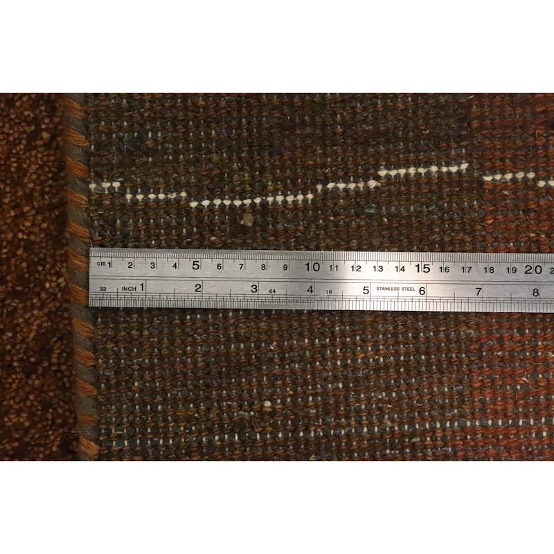 Hand Knotted Oriental 100% Wool Carpet Modern Modern Oranges & Rust Gabbeh Area Rug - 6' 6'' X 4' 9''