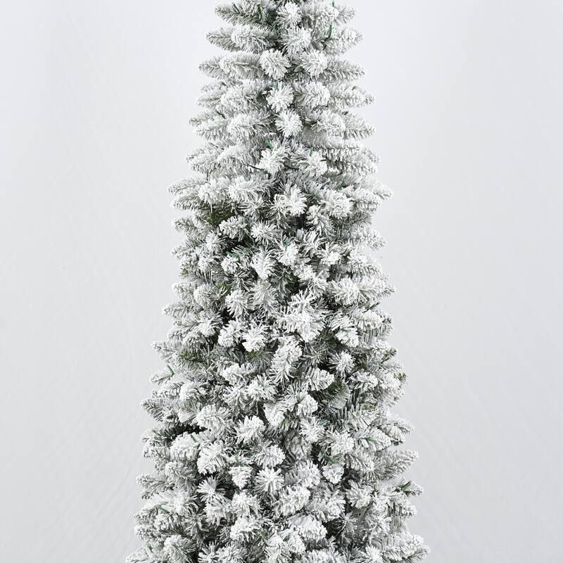 Roomfitters 3 Piece Flocked Artificial Christmas Tree Set, Includes 4FT 5FT and 6FT Snow Trees, Green+White