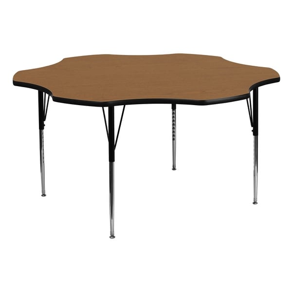Offex 60'' Flower Shaped Activity Table with Oak Thermal Fused Laminate Top and Standard Height Adjustable Legs - N/A