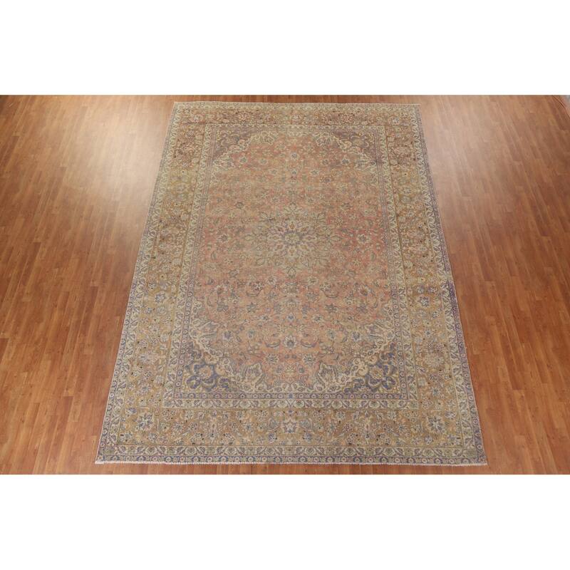 Hand Knotted Oriental 100% Wool Carpet Traditional Floral Oranges & Rust Kashan Area Rug - 13' 0'' X 9' 6''