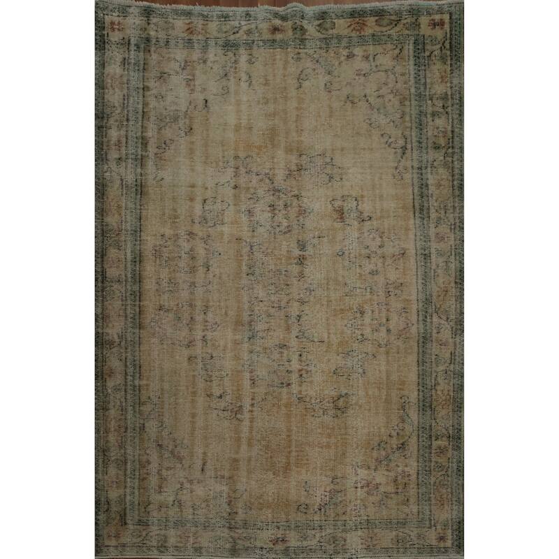Hand Knotted Oriental 100% Wool Carpet Transitional Floral Beige & Ivories Anatolian Area Rug - 8' 9'' X 5' 8''