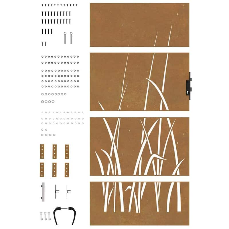 vidaXL Garden Gate Decorative Door Outdoor Fence Corten Steel Grass Design
