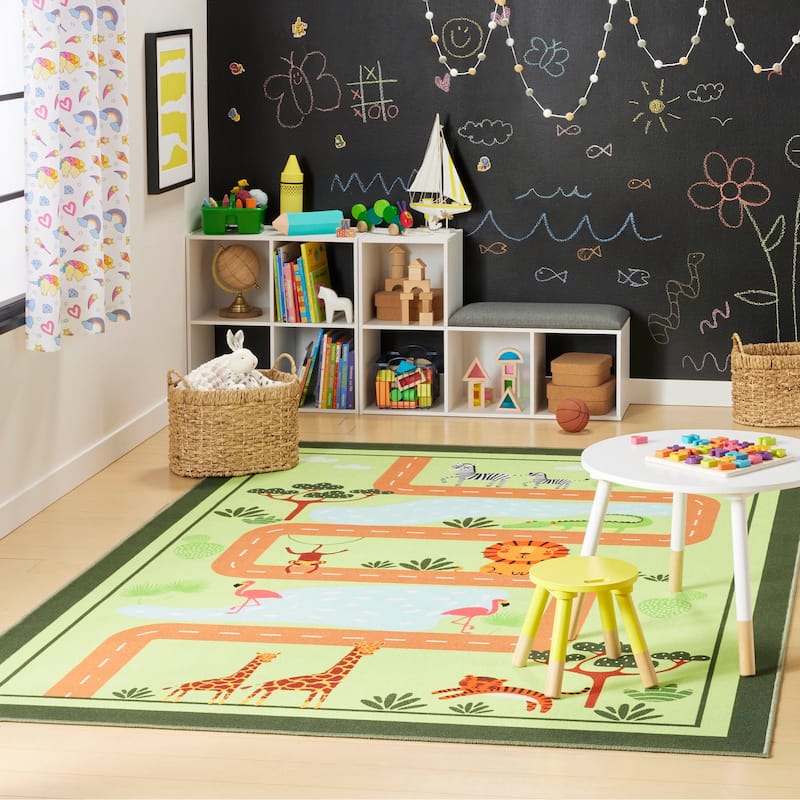 Everwash Imagine Jungle Road Kid's Washable Area Rug