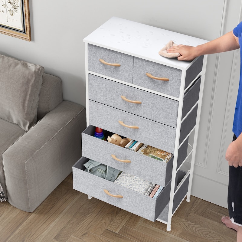 Vertical Storage Dresser 7-drawer Chest Closet Organizer Unit for Bedroom