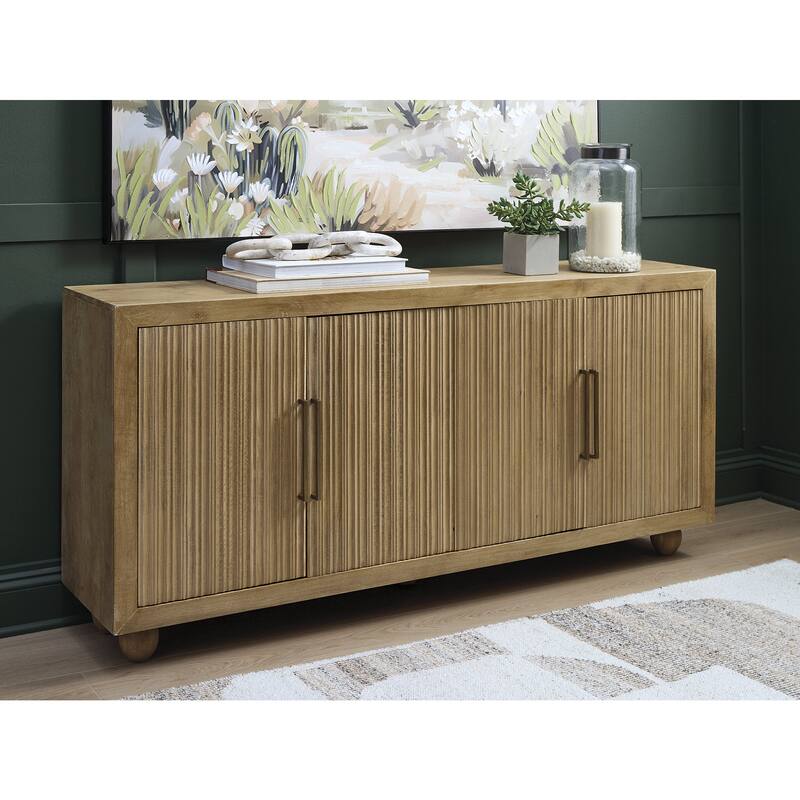 Signature Design by Ashley Niam Light Brown Accent Cabinet - 68" W x 16" D x 32" H