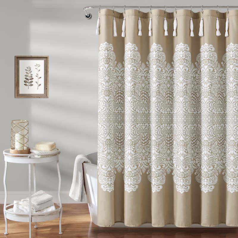Lush Decor Boho Medallion Shower Curtain - Neutral