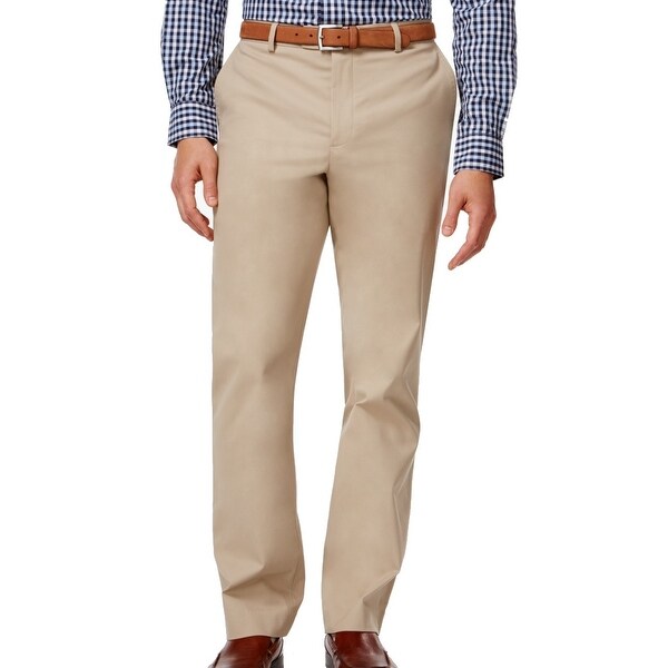 Tasso Elba Men's Chino Pants Beige Size 46 Big Flat-Front Straight Leg. Opens flyout.
