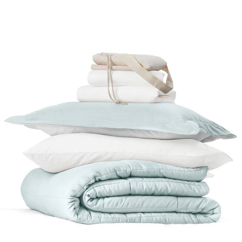 8pc Twin XL Solid Dorm Bedding Bundle