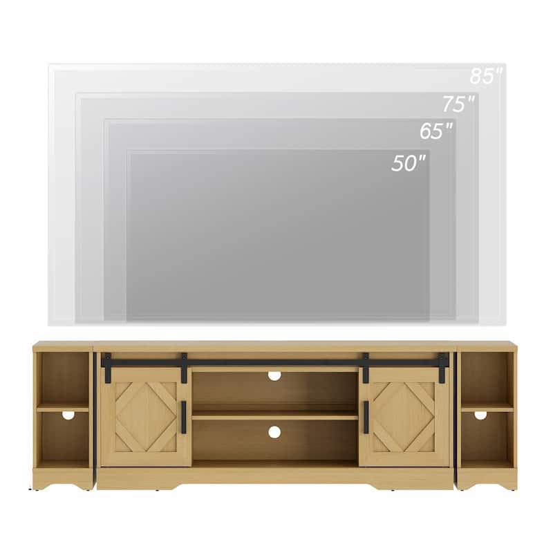 Modern Farmhouse TV Stand for up to 85" TVs Entertainment Center with Open Storage for Living Room